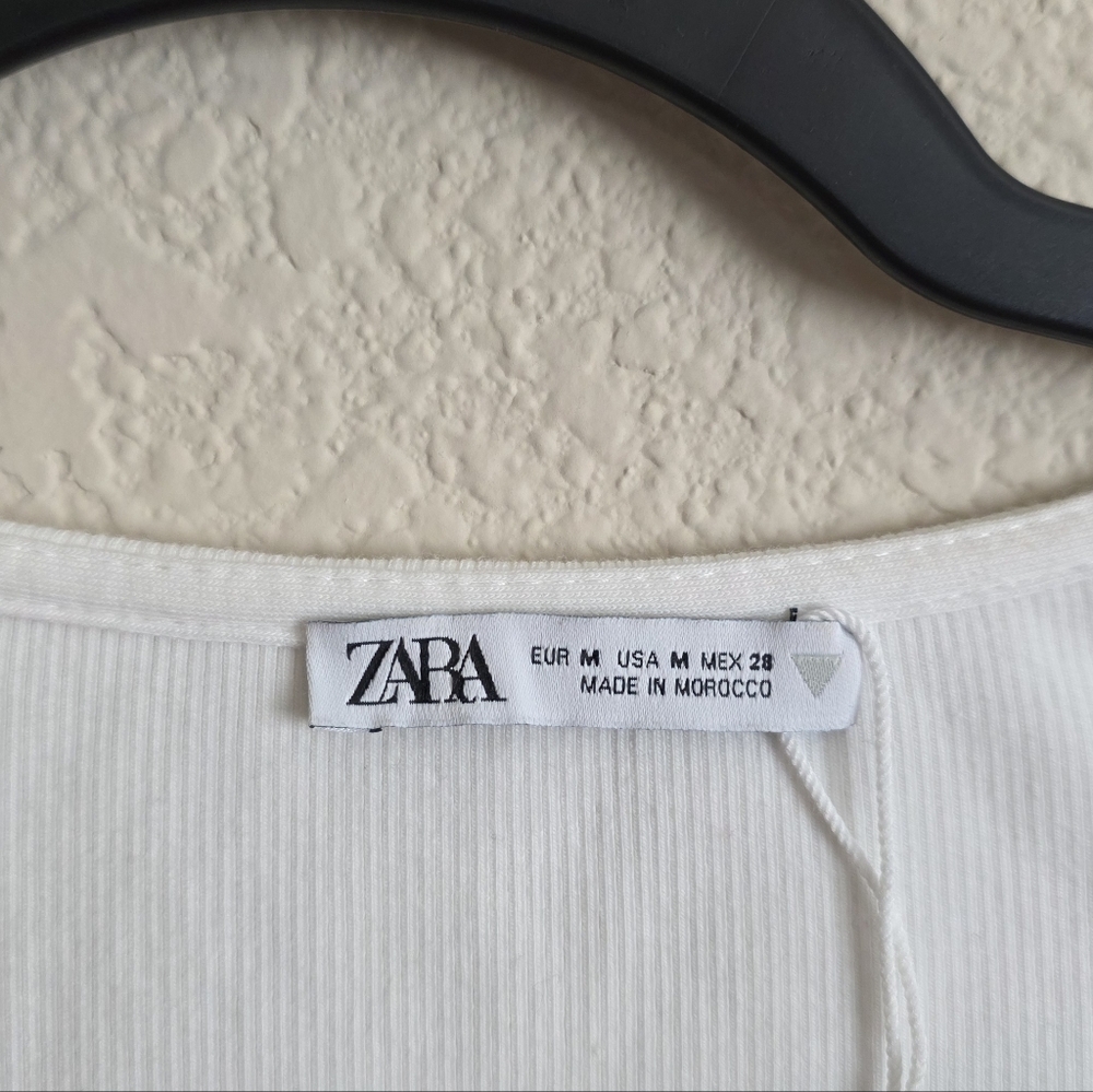 Zara White Ribbed Top - Picture 2 of 2